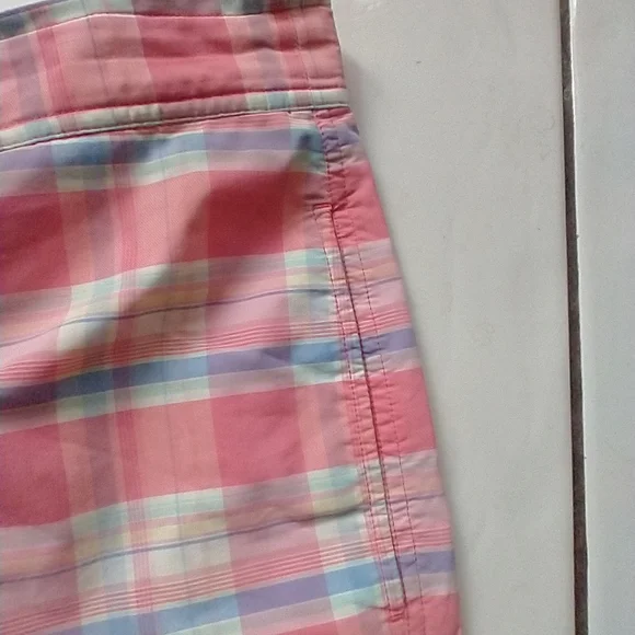 Lacoste Swim Trunks Mens Large Pink Plaid Bathing Crocodile Board Shorts Lined